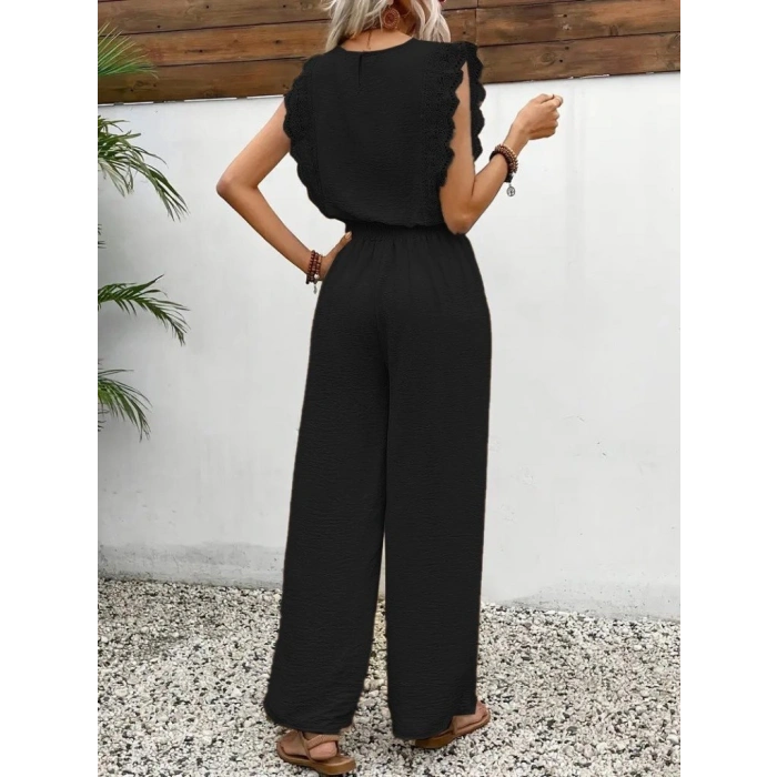 Kadın Kolsuz Bisiklet Yaka Aerobin Bluz Ve Bağcıklı Pantolon