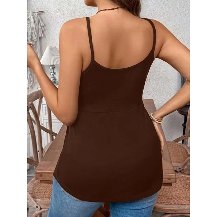 Kadın önden çapraz Askılı Uzun Vıskon Bluz