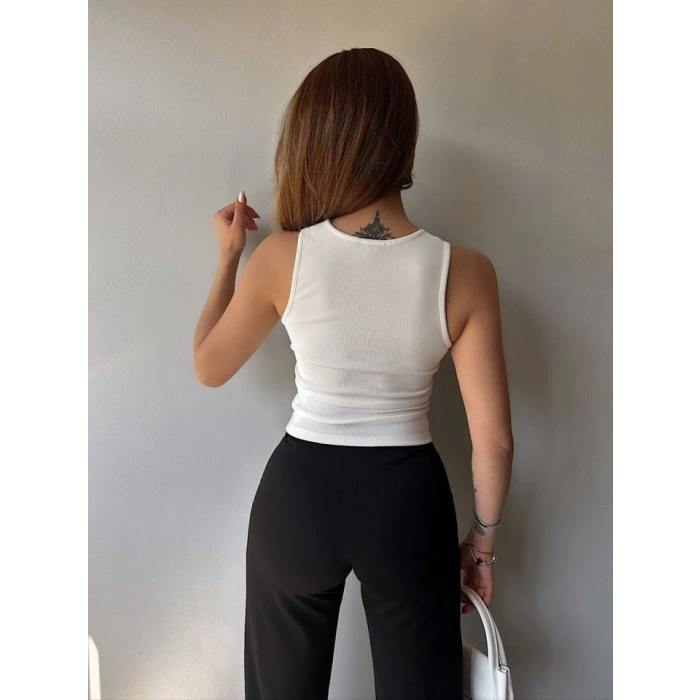 Kadın Ottoman Kumaş Dantel Detaylı Bluz