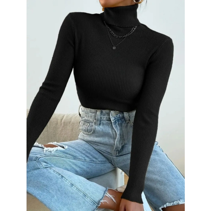 Kadın Uzun Kollu Balıkçı Yaka Kaşkorse Bluz