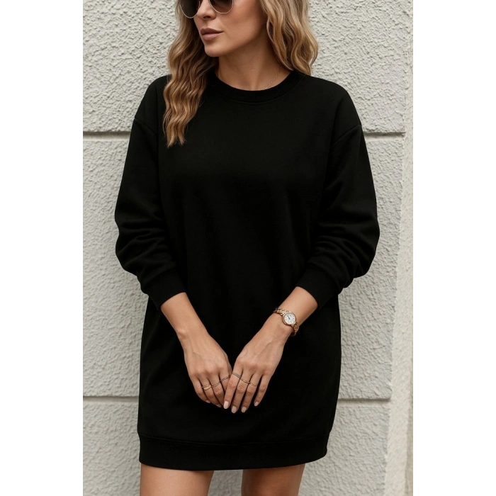 Kadın Uzun Kollu Bisiklet Yaka Iki Iplik Elbise