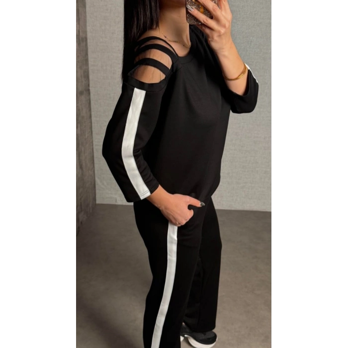 Kadın Uzun Kollu Kolu Tül Yanları şerit Detay Modal Ikili Takım