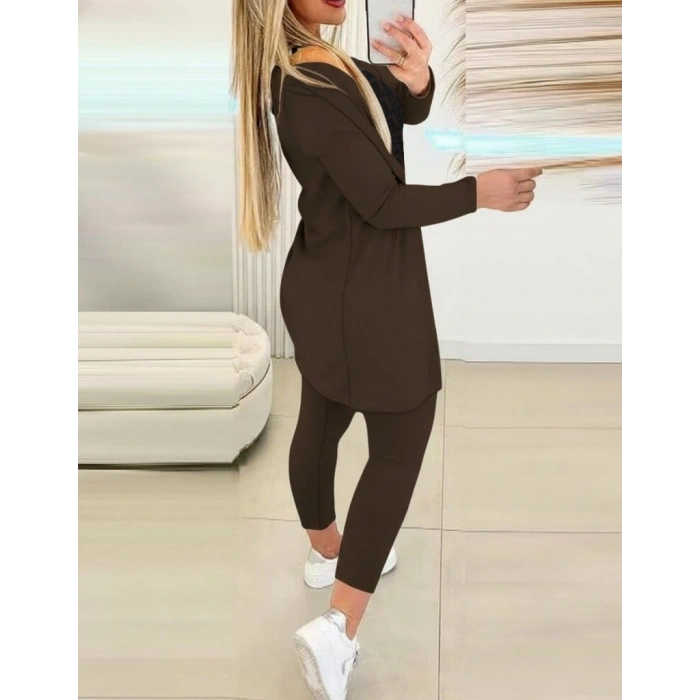 Kadın Uzun Kollu Krep üçlü Takım