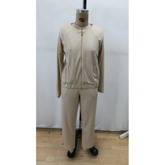 Kadın Uzun Kollu önden Fermuarlı Modal Ceket Ve Pantolon Ikili Takım