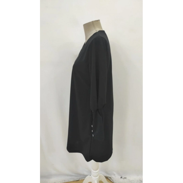 Kadın Uzun Kollu V Yakalı Kısa Ithal Krep Elbise