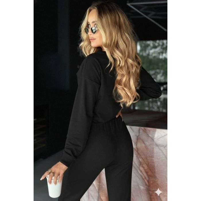 Kadın Uzun Kollu V Yakalı Viskon Iki Iplik Bluz Ve Pantolon Ikili Takım