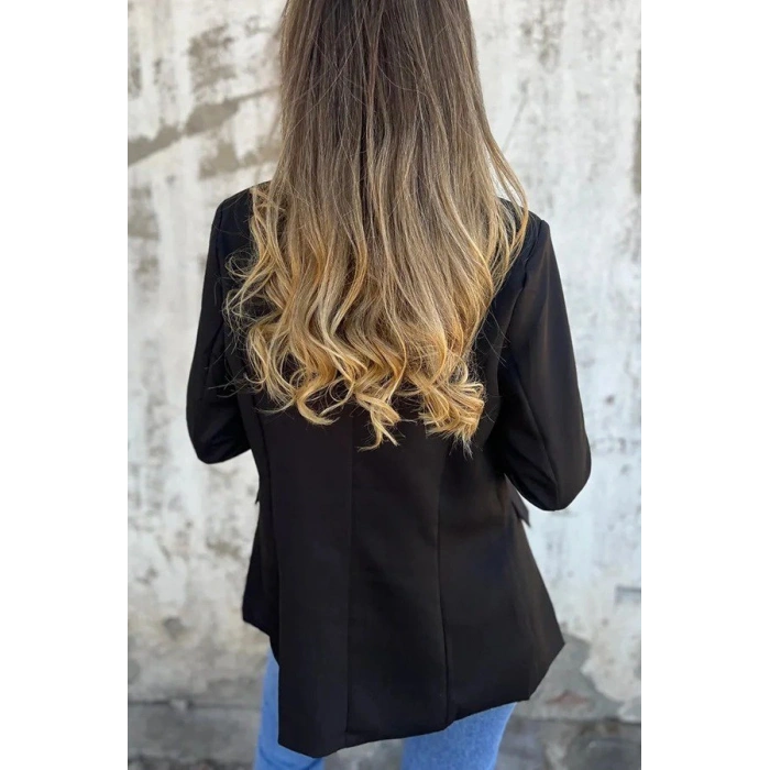 Kadın Uzun Kollu Yakalı önü Açık Leopar Desen Detaylı Astarlı Atlas Ceket