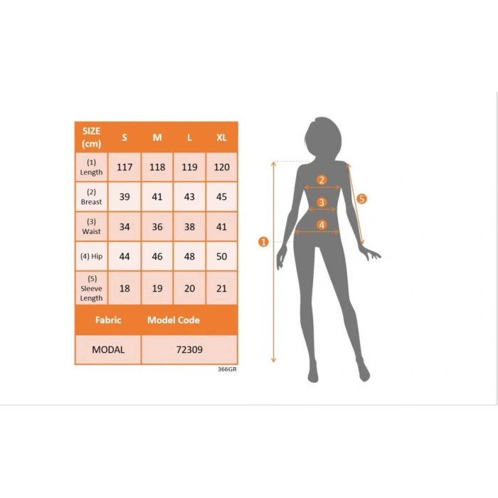 Kadın Yarım Ay Kollu Yuvarlak Yaka önünde Toka Detaylı Modal Maxi Elbise