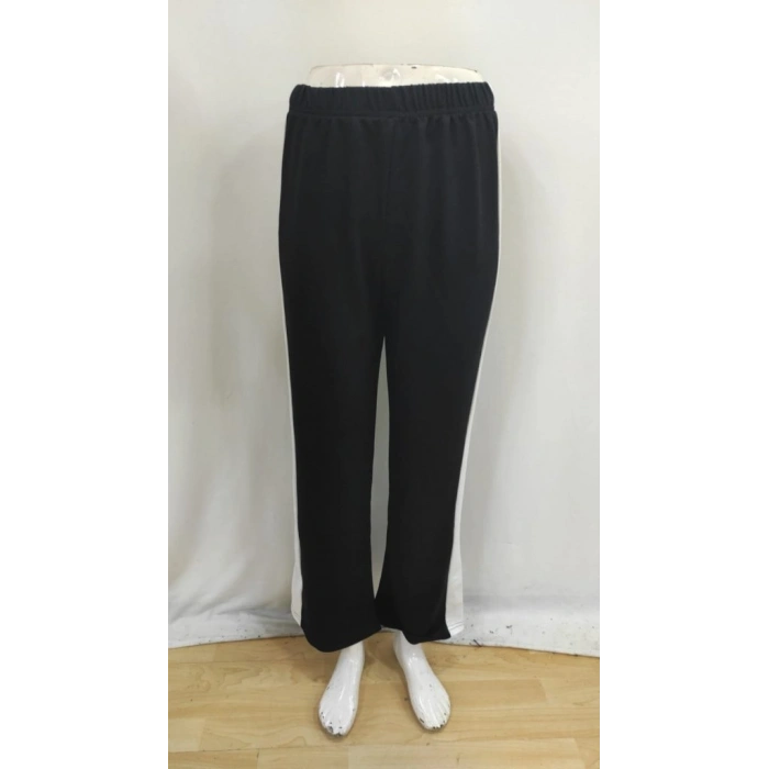 Kadın Yüksek Bel Yan şerit Detaylı Yırtmaçlı Viskon Iki Iplik Pantolon