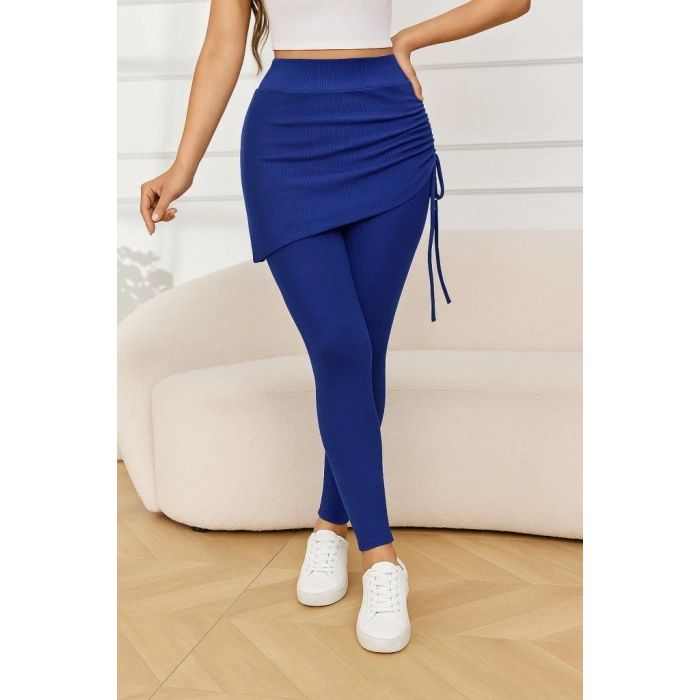 Kadın Yüksek Bel Yandan Büzgülü Alttan Uzun Kaşkorse Tayt Etek