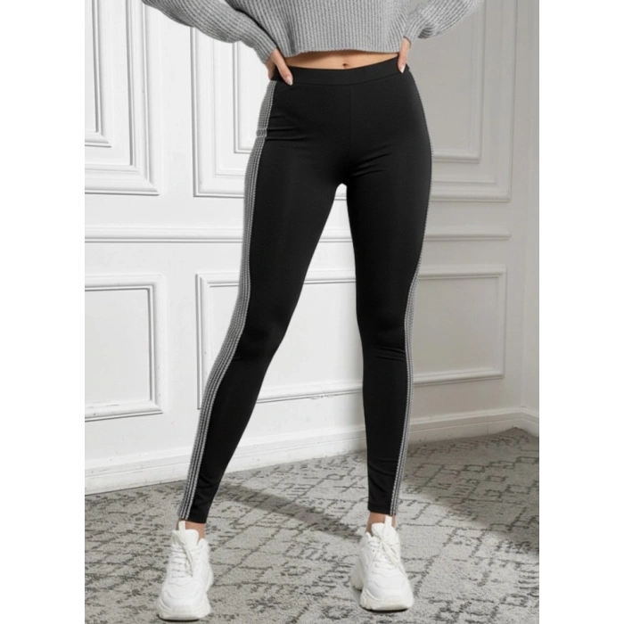 Kadın Yüksek Bel Yarı şerit Pul Payetli Dalgıç Tayt