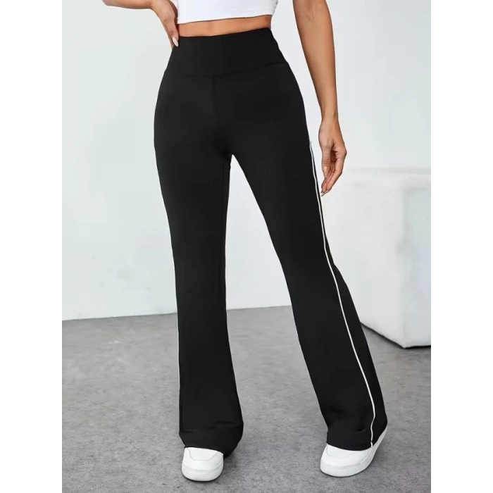 Kadın Yüksel Bel Yan şerit Detaylı Uzun Dalgıç Tayt