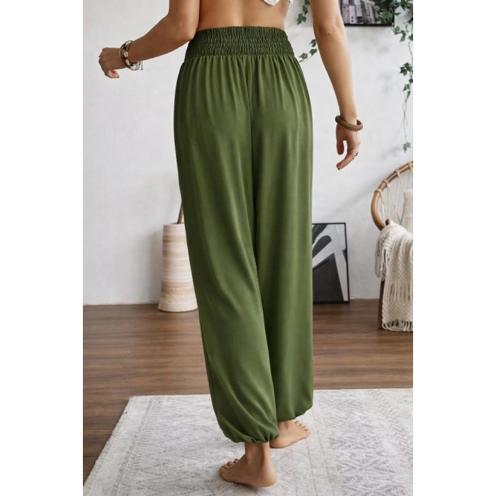 Kadın Yüksel Bel Yoğun Büzgü Detaylı Aerobin Pantolon