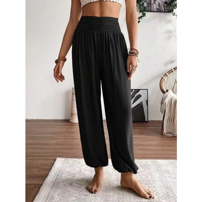 Kadın Yüksel Bel Yoğun Büzgü Detaylı Aerobin Pantolon