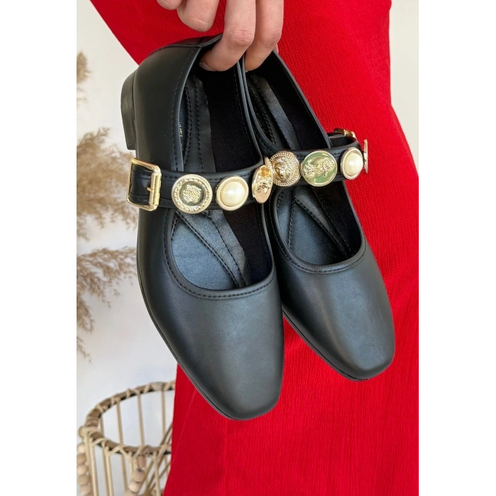 Koope Siyah Cilt Babet Ayakkabı