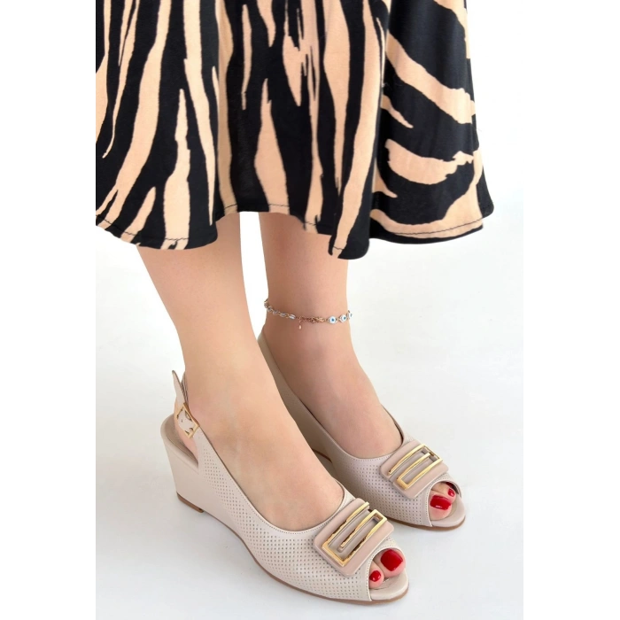 Mamba Bej Cilt Dolgu Topuk Ayakkabı