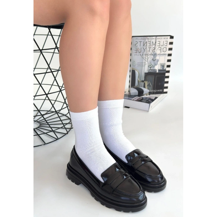 Narli Siyah Rugan Oxford Ayakkabı