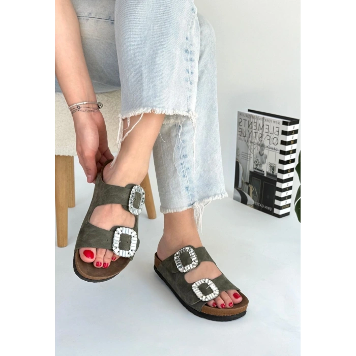 Nool Yeşil Nubuk Terlik