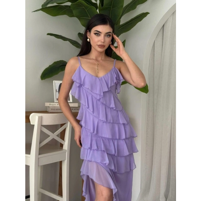 Ples Yırtmaç Detaylı Elbise