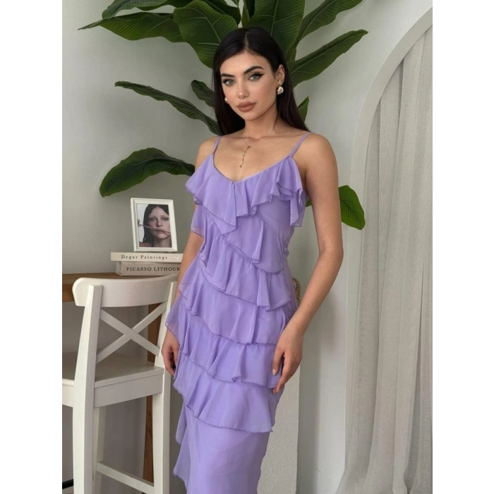 Ples Yırtmaç Detaylı Elbise