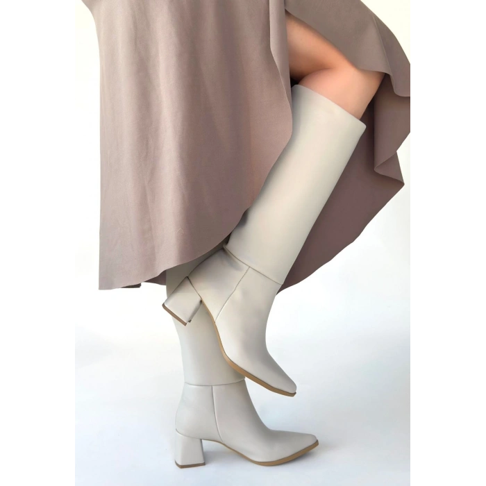 Roksa Ten Cilt Topuklu Çizme