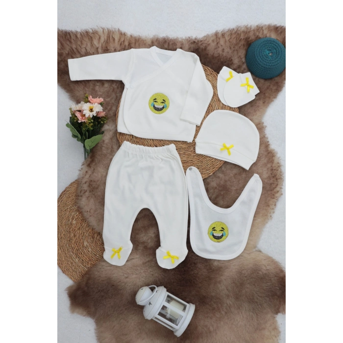 Sema Baby 5 Parça Gülen Surat Hastane Çıkışı Zıbın Seti 0-3 Ay