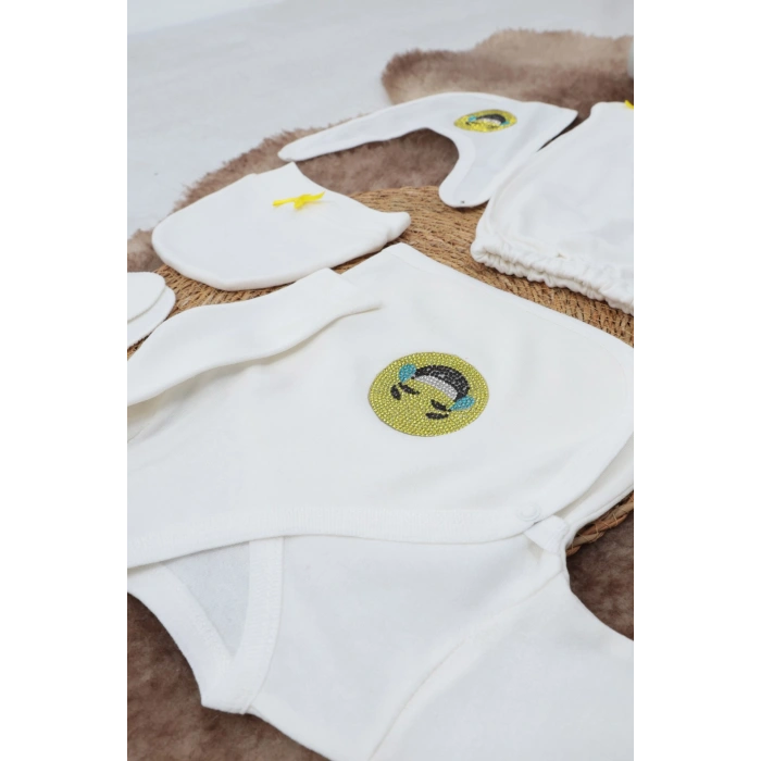 Sema Baby 5 Parça Gülen Surat Hastane Çıkışı Zıbın Seti 0-3 Ay