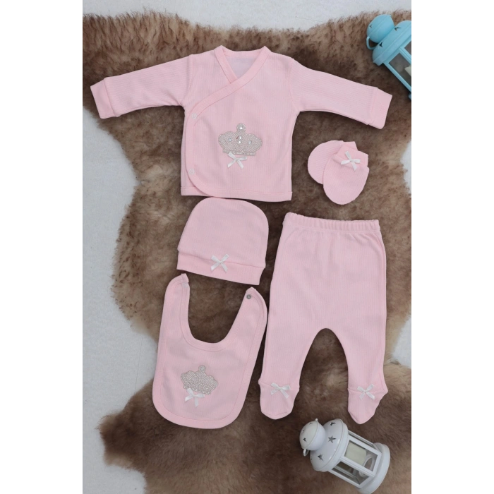 Sema Baby 5 Parça Hastane Çıkışı Zıbın Seti 0-3 Ay - Queen
