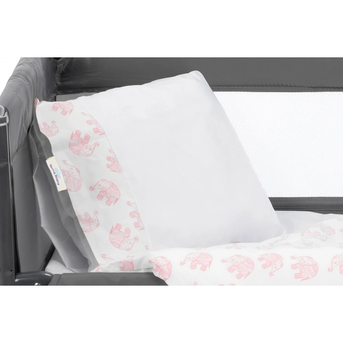 Sema Baby 6 Parça Lüks Park Yatak Bebek Uyku Seti - Pembe Fil