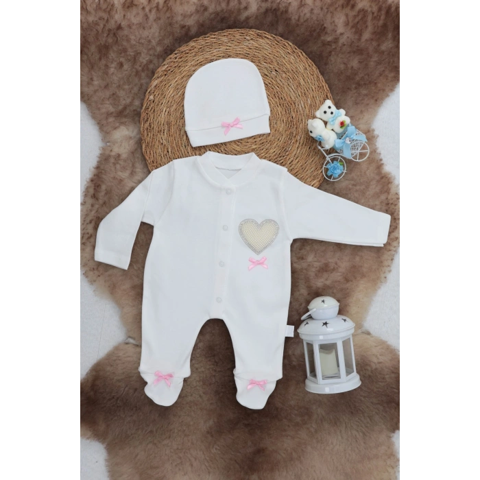 Sema Baby Pamuklu Bebek Tulum Seti 0-3 Ay - Love