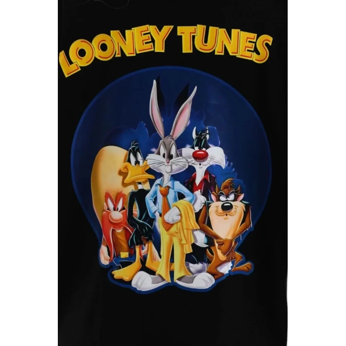 Unisex Baskılı Oversize T-Shirt - Siyah