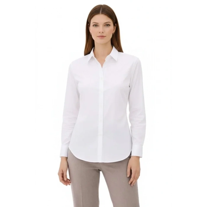 Uzun Kollu Gömlek Düğmeli Klasik Yaka Günlük Ve Ofis Şıklığına Uygun - Beyaz