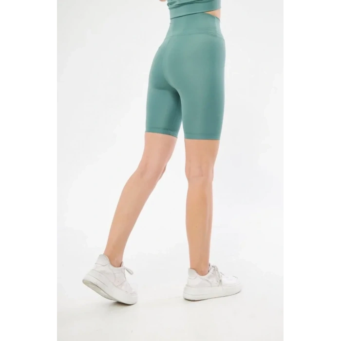 Yüksek Bel Biker Sporcu Şort - Mint Yeşil