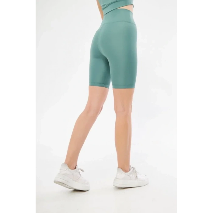 Yüksek Bel Biker Sporcu Şort - Mint Yeşil