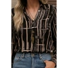Kadın Uzun Kollu V Yakalı Desenli Dalgıç Bluz