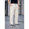 Erkek Keten Cepli Çıma Dikişli Jogger Buggy Pantalon Rahat Kalıp - Krem