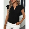 Kadın Kısa Kelebek Kollu V Yakalı Bluz
