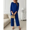 Kadın Uzun Kollu Bisiklet Yaka Pulpayetli Viskon Iki Iplik Bluz Ve Pantolon Ikili Takım