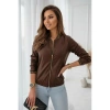 Kadın Uzun Kollu Ribanalı önden Fermuarlı Deri Ceket