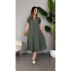 Kadın Kısa Kollu V Yaka Salaş Maxi Boy Elbise