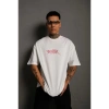 Erkek Sırt Baskılı Oversize T-Shirt - Beyaz
