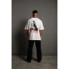 Erkek Sırt Baskılı Oversize T-Shirt - Beyaz