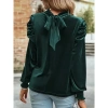 Kadın Uzun Kollu Balıkçı Yaka Damla Detaylı Kadife Bluz