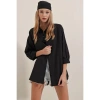 Siyah Oversize Uzun Basic Gömlek 3900