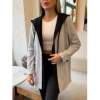Kadın Uzun Kollu Kapşonlu çift Renkli şardonlu Iki Iplik Ceket