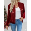 Kadın Uzun Kollu önü Açık Fermuarlı Pulpayetli Kadife Ceket