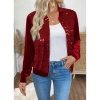 Kadın Uzun Kollu önü Açık Fermuarlı Pulpayetli Kadife Ceket