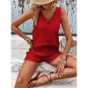Kadın Askılı Kolsuz V Yakalı önden Düğmeli Bürümcük Bluz Ve Short Ikili Takım