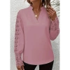 Kadın Uzun Kollu Hakim Yaka Kolları Dantel Detaylı Ithal Krep Bluz