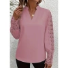 Kadın Uzun Kollu Hakim Yaka Kolları Dantel Detaylı Ithal Krep Bluz